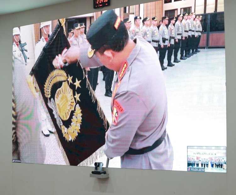 Polda Jawa Timur Ikuti Upacara Pemuliaan Nilai - nilai Luhur Tribrata Sambut Hari Bhayangkara ke -79